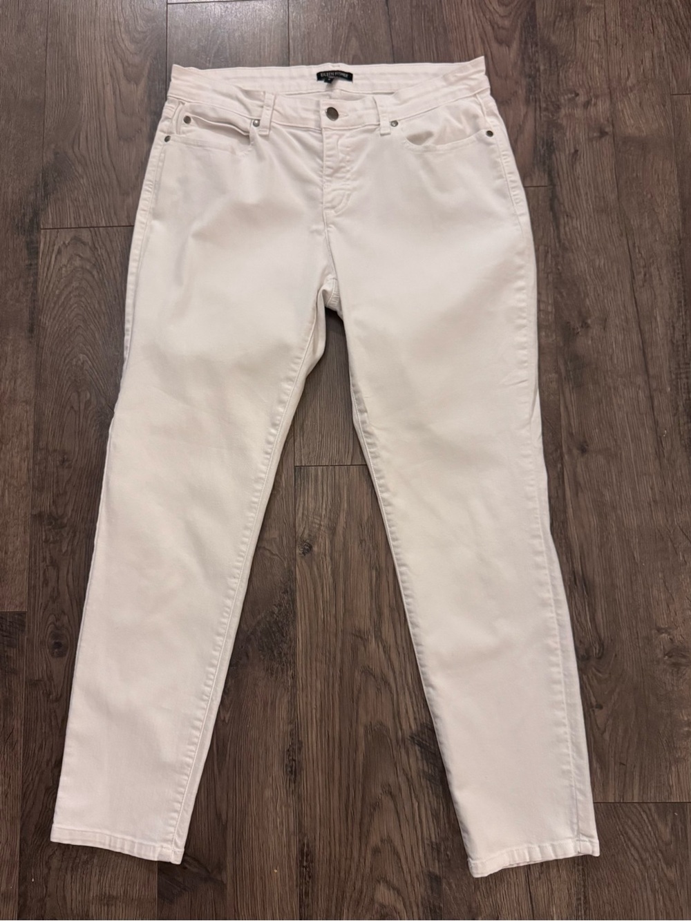 Eileen Fisher White Skinny Ankle Jeans Organic Cotton Women’s 32x27 Size 8